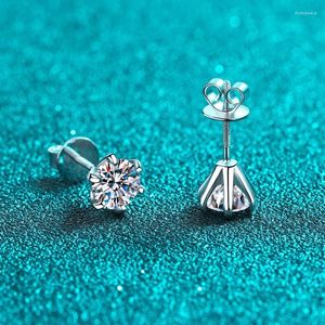 Stud Küpe Loriele S925 STERLING Gümüş Kaplama PT950 5.0mm 2 Moissanit Kulak Tel Küpe Klasik Altı-Pençe D Renk VVS1 Fine Jewelry