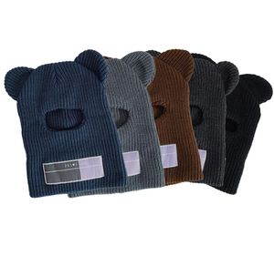 Beaniarkull Caps Rabbit Ears Knit Cap Balaclava Mouse Ski Mask Winter Warm Scarves Artificial Wool Hatts Vuxna män och kvinnor Beanie3080295