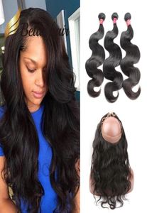 360 Lace Frontal With Bundles Wet Wavy Human Hair Body Wave 3 Bundles and Frontals Sew In1116488