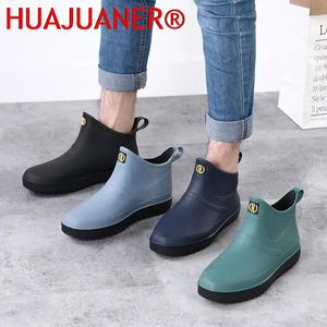 Men Womens Low Rain Boots Rubber Sole Galoshes Fishing Boots Short Gumboots Rubber Rainboots Man Garden Boots Chelsea Booties 240102