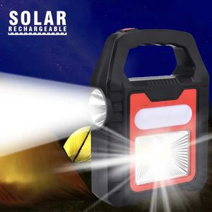 1PC Portable Solar Camping Lantern Cob Work Lamp, Waterproof Emergency LED Handhållen ficklampa, USB -uppladdningsbar bärbar lampa, utomhusvandring camping