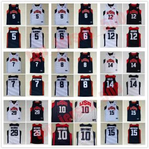 Anpassade män kvinnor barn retro basket 2012 Team USA Jersey Kevin 5 Durant 12 Harden 10 Bryant Russell 7 Westbrook Chris 13 Paul Deron 8 Williams Anthony