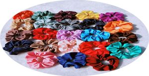 Women Multicolor Silk Scrunchie Hair Accessories Elastic Handmade HairBands Ponytail Holder Hairband Headband 35 colors9665972