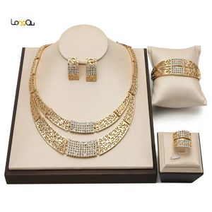 Fashion Women Dubai Gold-color Jewelry Sets Big Nigerian Wedding African Bridal Jewelry Sets african beads jewelry set 240102