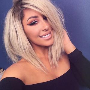 الباروكات 14inch Ombre Blonde Color Short Bob Bobs للنساء السود