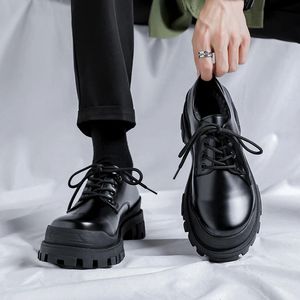 Original Design Britischen Stil Patent Leder Männer Schuhe Schwarz Hombre Höhe zunehmende schuhe Lace-Up Business Casual 240102