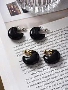 Dangle Earrings LONDANY Black Agate C-shaped Crescent Women Luxurious Niche Design Cool Style Silver Needle