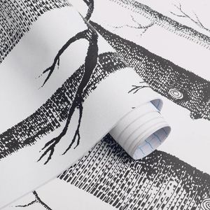 Tapety Czarno -biała tapeta Birch Tree Wodoodporny papier kontaktowy