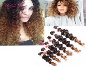 Ombre Braids Jerry Curly Sew in Fair Extyensions Tress Ombre Brown Kanekalon Syntetyczne warkocze Włosy Burgundowy splot Bund9414494