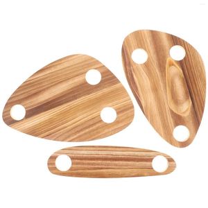 Flatware Sets 3 Pcs Picnic Supplies Bottle Serving Boards Cup Holder Wood Tray Table Trays For Eating Wooden Dish Topper Parts