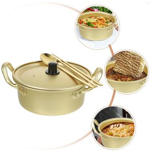 Dubbelpannor Instant Noodle Pot Spoon Japchae Noodles Aluminium Mjölkuppvärmning