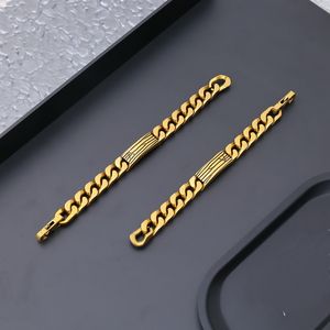 Europe America Style Fashion Epi Armband Men Kvinnor Lady Old Gold-färg Metal Graverade V Initialer Stripe Tjock Chain M1225L