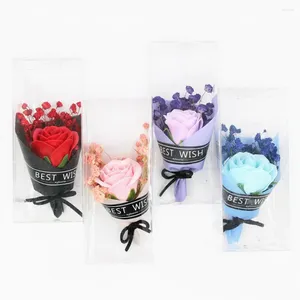 Decorative Flowers Soap Rose Bouquet Valentines Day Gift Wedding Home Decor Mini Artificial Flower Hands Party Gifts