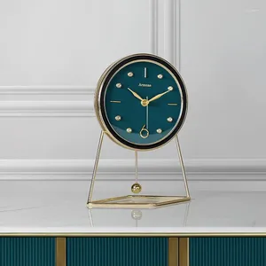 Wanduhren Kreative Luxus Schreibtischuhr Gold Metall Schaukel Tisch Stille Uhr Wohnzimmer Home Pendel Desktop Geschenk