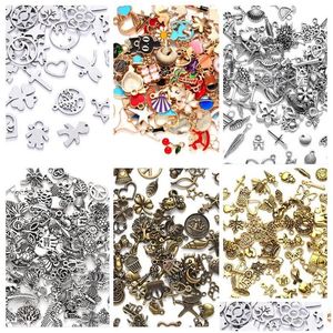 Charms 100Pcs Mixed Styles Alloy Retro Animal Heart Crown Pendants Tibetan Sier Jewelry Accessories Diy For Necklace Bracelet Drop De Dhcka