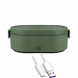 Elektrikli Mini Öğle Yemeği Kutusu USB Şarj Gıda Isıtıcı Konteyner Ev Seyahat Taşınabilir Pirinç Ocak Isıtıcı Paslanmaz Çelik Bento Kutusu 240103