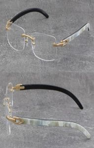 Quality White Inside Black Buffalo Horn Frame Man Woman Optical Original Wood Eyeglasses 18K Gold Frame glasses Rimless 8200757 Un8615783