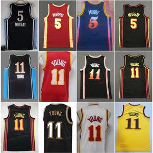 Dejounte Murray Basketballtrikot 5 Man City Trae Young 11 Spud Webb Earned Farbe Schwarz Rot Weiß Gelb Stickerei Klassisches Statement