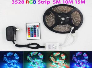 Smd 3528 5m 10m 15m 300led rgb led strip light impermeável iluminação ao ar livre fita multicolorida 24 teclas dc12v adaptador set2429652