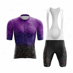 Set Cycling Jersey Set Purple Sa Lexo Pro Bicycle Team Short Sleeve Maillot Ciclismo Men's Bicycle Jersey Summer Breattable Bicycle S