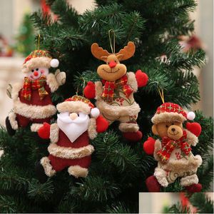 Noel Süslemeleri Ağaç Aksesuarları Küçük Bebek Dans Et Eski Adam Kardan Adam Geyik Ayı Kumaş Kukla Küçük Kolye Hediye Bırakma Teslimat DH4GJ