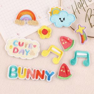 Strawberry Rainbow Embroidered Patches Cute Cartoon Letters Iron on Appliaue Assorted Decorative Embroidery Sew on Patche for Clothing Hat Jeans DIY Accessories