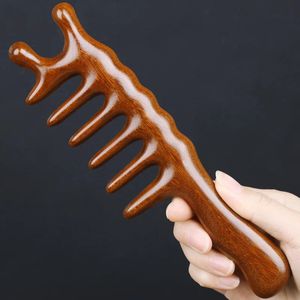 Handmade Natural Sandalwood Comb Anti-static Wooden Scalp Head Nose Massage Care Hairdressing for Straight Curly Hair 240102