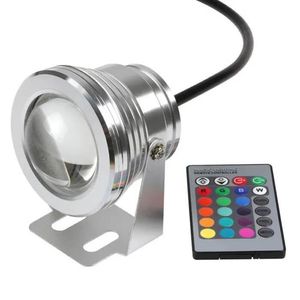 Lampor 10W undervattens RGB -ljus LED -fjärrkontroll Spot Light Lamp Waterproof. IP68 950 lm 16 Färgförändring för fontänen dekorerad med T