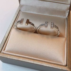 Ringar smycken s925 silver set diamant dubbel t öppningsring kvinnors mångsidiga handarmband samma live sändningsfabrik 4CRD