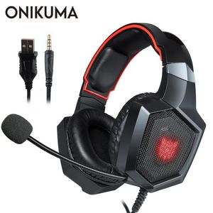 Hörlurar Onikuma K8 Casque PS4 Gaming Headset PC Stereo hörlurar Hörlurar med mikrofon LED -lampor för bärbara surfplatta/ny Xbox One