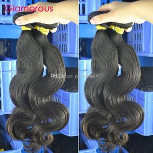 Wefts Glamorous 100% Virgin Human Hair Brasilian Hair Body Wave 6 Bunds Natural Color No Tangle No Shed Peruansk Indian Malaysian Hair