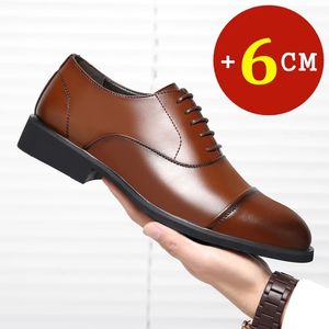 Sapatos masculinos de aumento de altura, elevador mais alto, 6cm, palmilha invisível para homens diários, aumento de casamento, oxfords, escritório masculino 240102