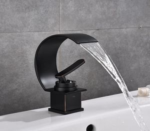Basen krany nowoczesne czarne brązowe kran łazienki krany wodospadów pojedynczy otwór zimny i wodny kran Basen Mikser Taps2112803