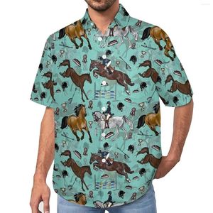 Men's Casual Shirts Equestrian Horse Retro Print Vacation Shirt Summer Y2K Blouses Men Big Size 3XL 4XL