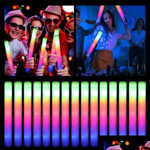 Inne imprezy imprezowe zapasy RGB LED Glow Foam Stick Tube Light Light In The Dark Birthday Wedding Festival Decorations JN13 DHDY5