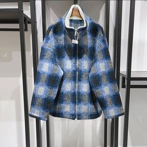 Новая высококачественная куртка оверсайз из смесовой шерсти Isabels, женская брендовая дизайнерская свободная синяя шерстяная куртка Marant, куртки женские, теплая верхняя одежда для девочек