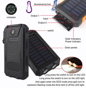 20000 mAh 2 Port USB Solar Power Bank ładowarka zewnętrzna bateria kopii zapasowej z pudełkiem detalicznym na iPhone iPad Samsung983767