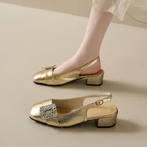 Sandálias de cristal luxo mulheres verão salto alto chinelos 2024 designer chunky flip flops sapatos vestido elegante slides femme bombas