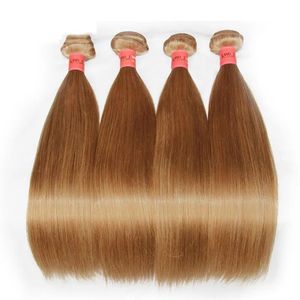 Wefts Honey Blonde Human Hair Weaves Bunds Color 27# Brasilianska peruanska malaysiska indiska ryska raka jungfruliga remy hårförlängningar