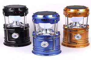 DHL Ny stil bärbar utomhusbelysning LED camping Lantern Solar Collapsible Light Outdoor Lamp Camping Vandring Super Bright Light5889973