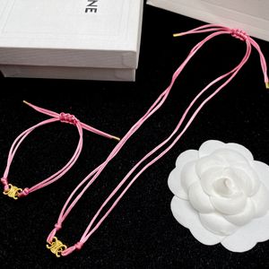 Rosa gul justerbar vävd inlägg bokstav halsband dragkamp makaron färgad armband enkelhet fritid smycken party par premium gåvor