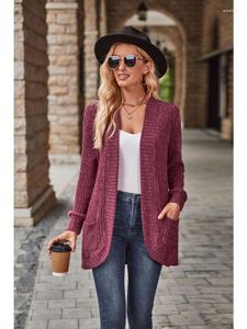 Maglieria da donna 2024 Primavera Fresato Pit Stripe Con Scollo A V Solido Bottone Manica Lunga Donna Casual Estensioni Cardigan Giacca Cappotto Autunno vestiti