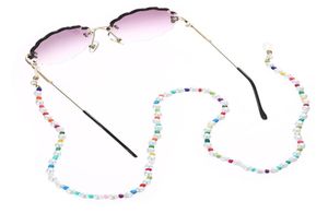 Mode kvinnliga glas kedja vit pärla färgglada pärlpisglasögon lanyard anti slip solglasögon remskivor sladdtillbehör2723370