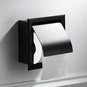 1pc suportes de papel moderno montagem na parede preto fosco 304 aço inoxidável banheiro titular toalete wc rolo caixa tecido 240102