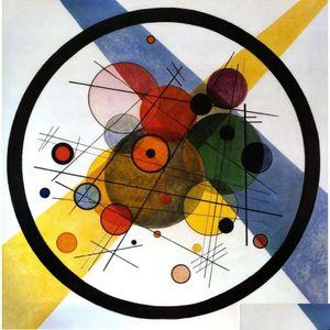 Obrazy Ręcznie malowany obraz ściany Wassily Krągi olejowe Kandinsky In Circle Modern Canvas Art for Office Room Hall Drop dostawa hom dhhcc