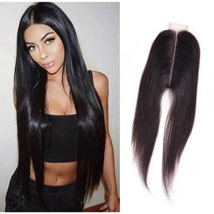 Closure Indian Virgin Hair 2X6 Lace Closure Silky Straight With Baby Hair 2*6 Lace Closures Human Hairs Closure Middle Part Natural Color
