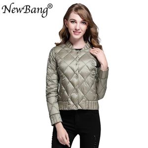 Giacche Newbang Brand Womens Down Jackets Ultra Light Down Women Cross Taibaring Single Breasted Travel Travel Feather Coat