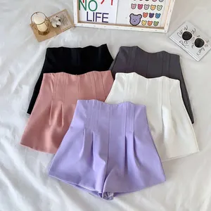 Kvinnors shorts White Black Summer Women High midja bred ben Löst A-Line Short Femme Purple Casual Pants Sexy C6931