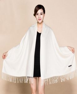 Solid White 100 Soft Women039s New Large Fashion Fine Tassels Cashmere Pashima Thick Long Shawl Scarfs Wrap Warm 1120017745119