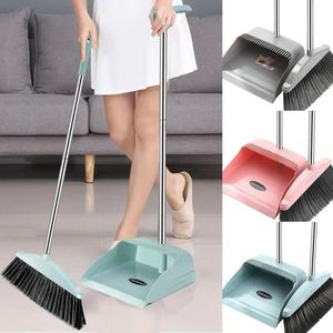 مكنسة و dustpan مجموعة أدوات التنظيف مقاليات الغبار مع مقبض طويل مقبض جامع القمامة للمنزل غرفة المطبخ المكتب ملحق 240103